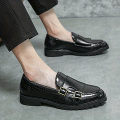 Men's Buckle Straps Slip On Monk Shoes - Smart Casual Walking Shoes