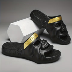 Men's Skull Slides Non Slip Slippers for Indoor Outdoor Beach Shower