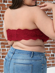 Sexy Tube Bra Lace Trim Ruched Bandeau Bra