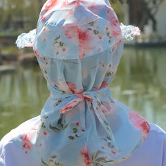Colorful Flower Lace Sun Hat with Neck Protector Cycling Chiffon Visor Hats