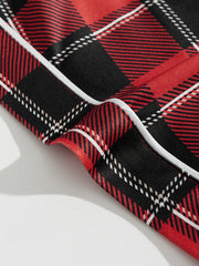 Plaid Bow Sleep Bottoms Elastic Lounge Shorts Women's Sleepwear