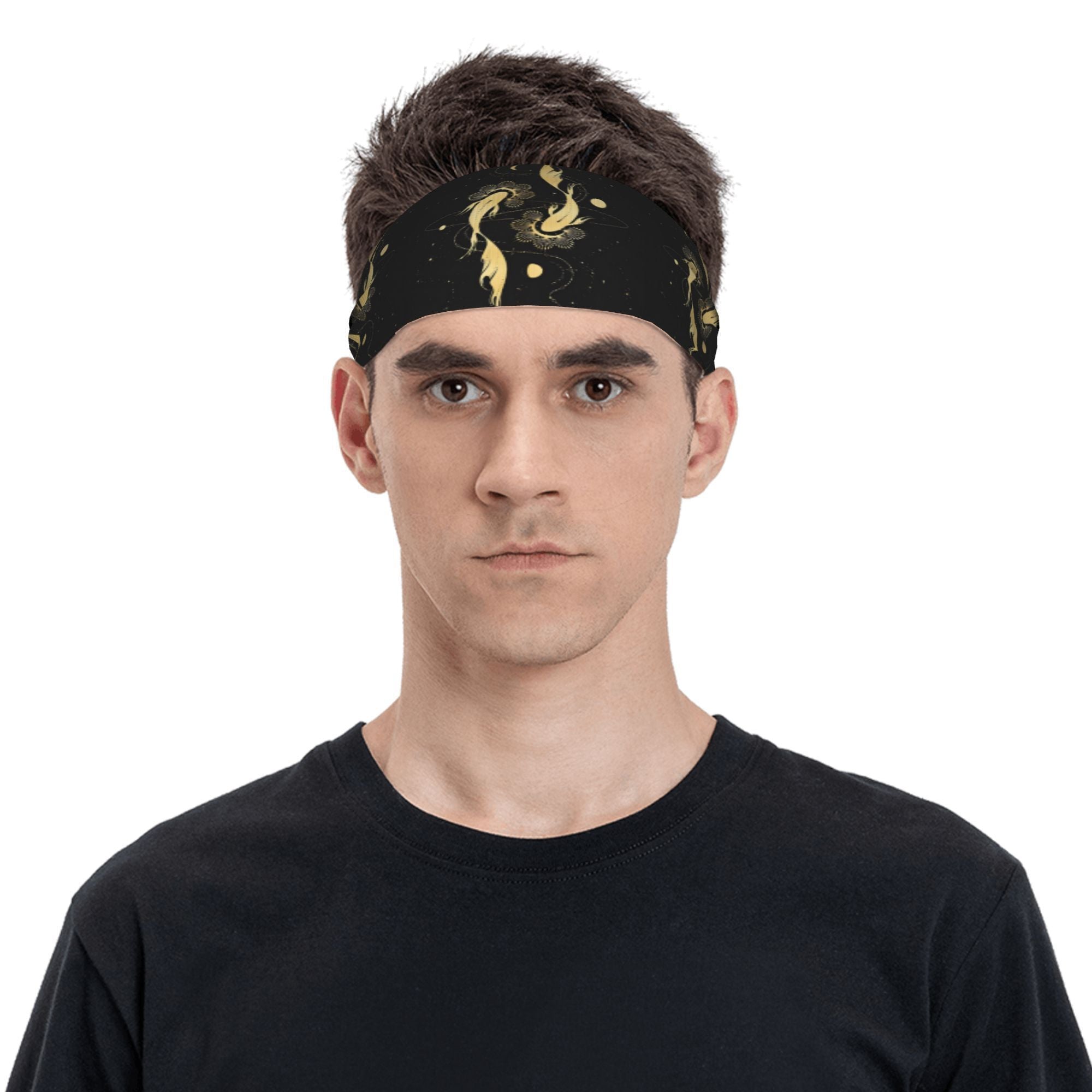 Unisex Goldfish & Star Sports Headband Sweat Wicking Polyester Yoga Gym Running