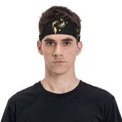 Unisex Goldfish & Star Sports Headband Sweat Wicking Polyester Yoga Gym Running