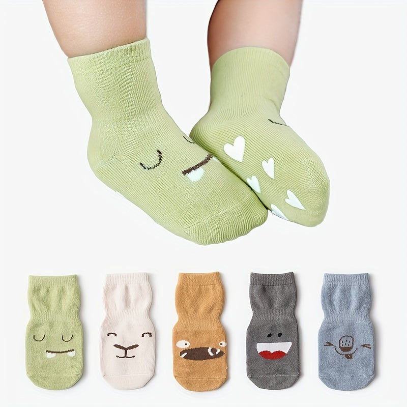 5 Pairs Baby Cotton Blend Animal Cartoon Crew Socks