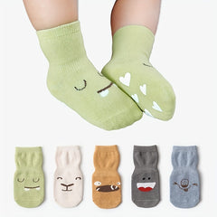 5 Pairs Baby Cotton Blend Animal Cartoon Crew Socks