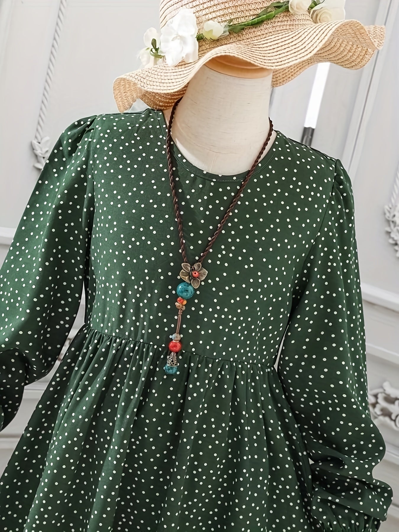 Girls Polka Dot Long Sleeve Dress for Fall Spring