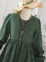 Girls Polka Dot Long Sleeve Dress for Fall Spring