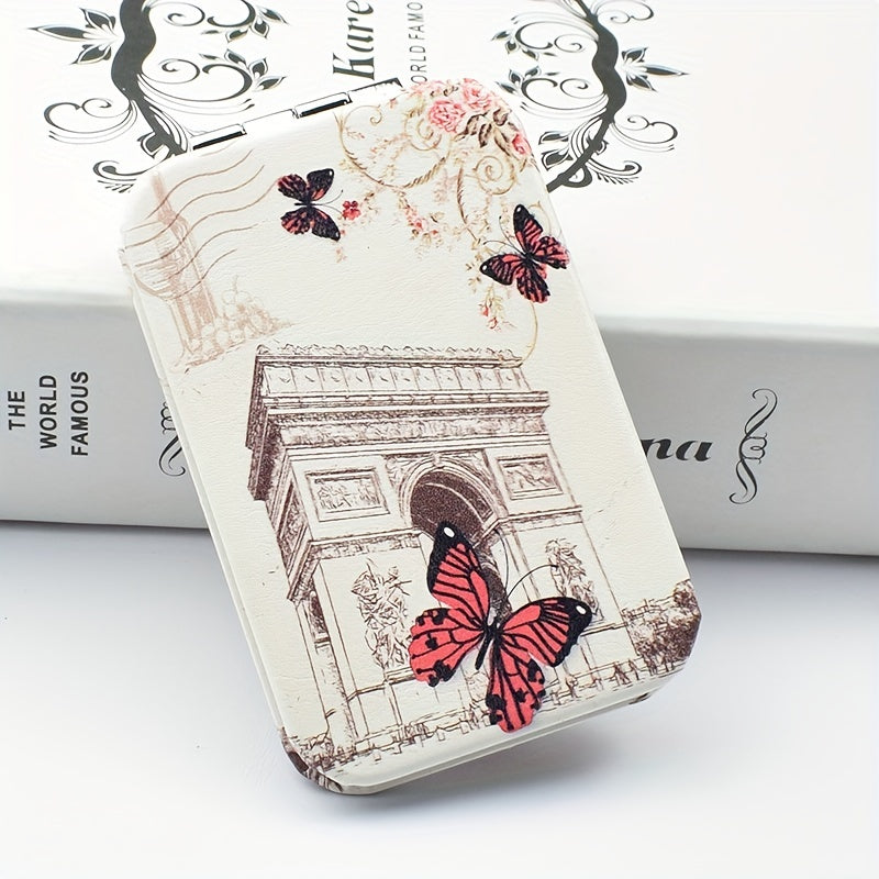 Compact Makeup Mirror Travel Portable PU Vanity Mirror Double Side Beauty Mirror