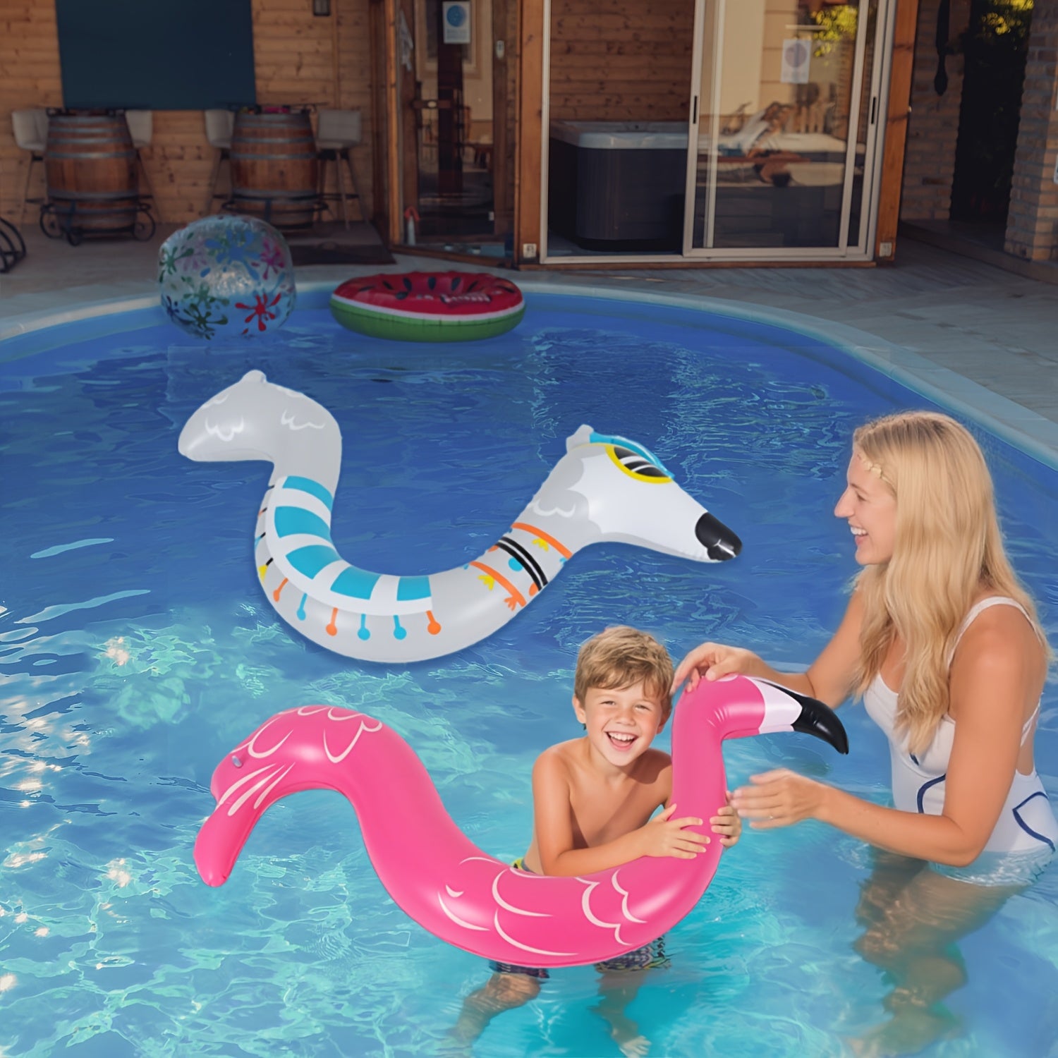 Kids PVC Pool Noodle Floaties with Animal Shaped Flamingo Snake Starfish