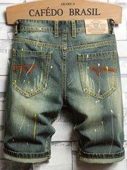 Men's Distressed Denim Shorts Casual Fit Ripped Jeans for Summer