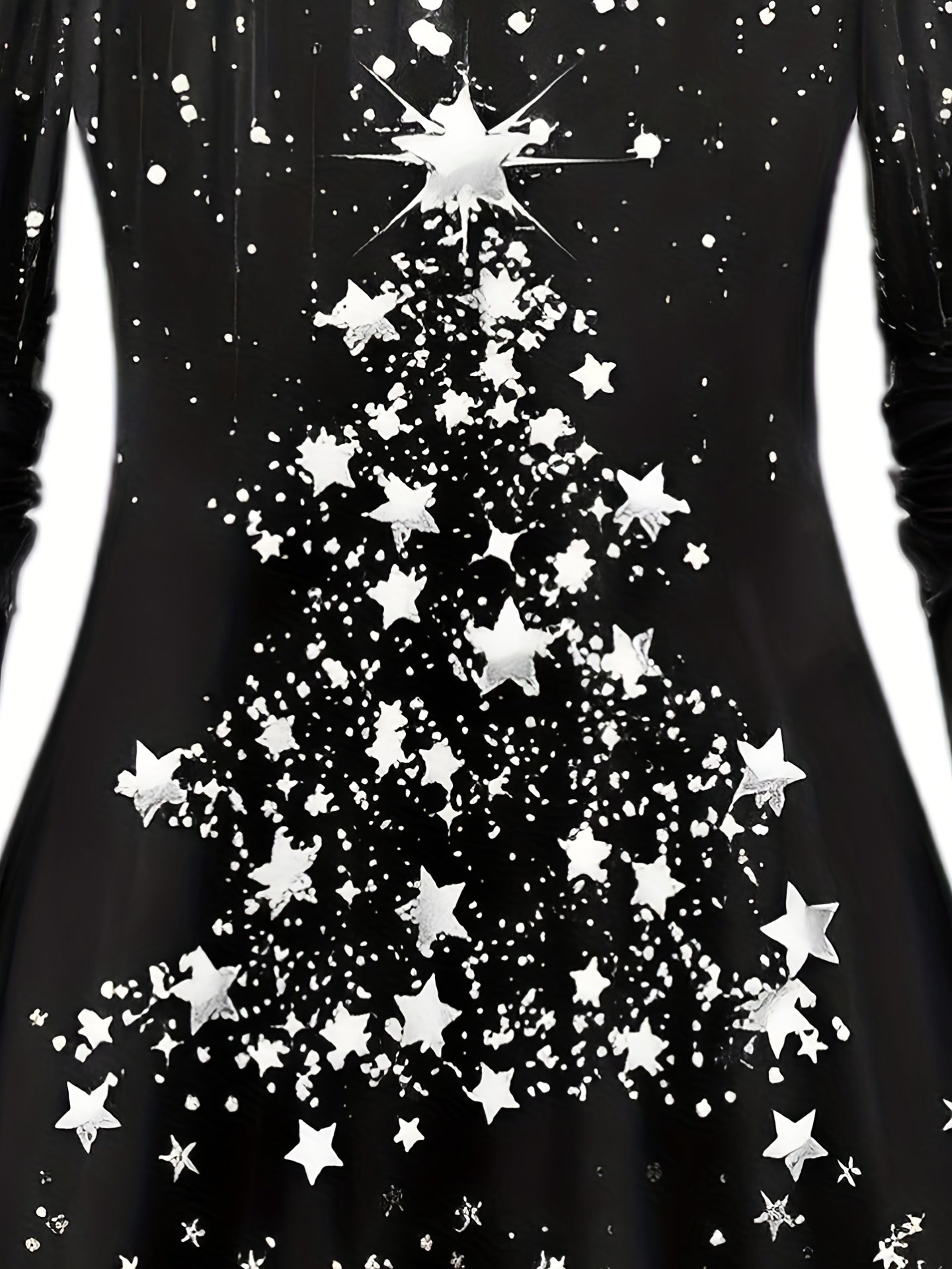 Glitter Christmas Tree & Star Print Tunic Top & Leggings Set
