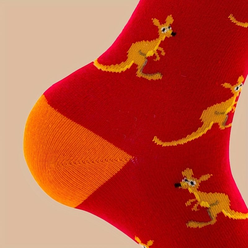 Men's Cartoon Pattern Crew Socks Cotton Blend Casual Unisex Socks