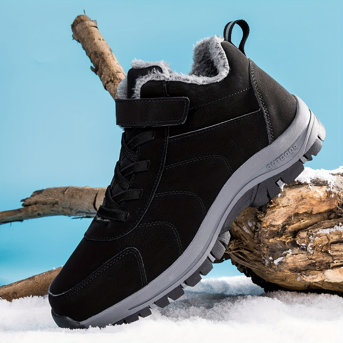 Men's Durable Hiking Shoes Plush Lining Anti-Skid PU Leather