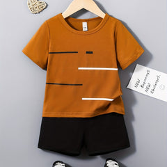 Boys Short Sleeve T shirt & Shorts Set Casual Kids Clothes