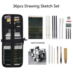 Seamiart 36pc Charcoal Pencils Sketch Set 6H-12B Sketch Book Art Supplies