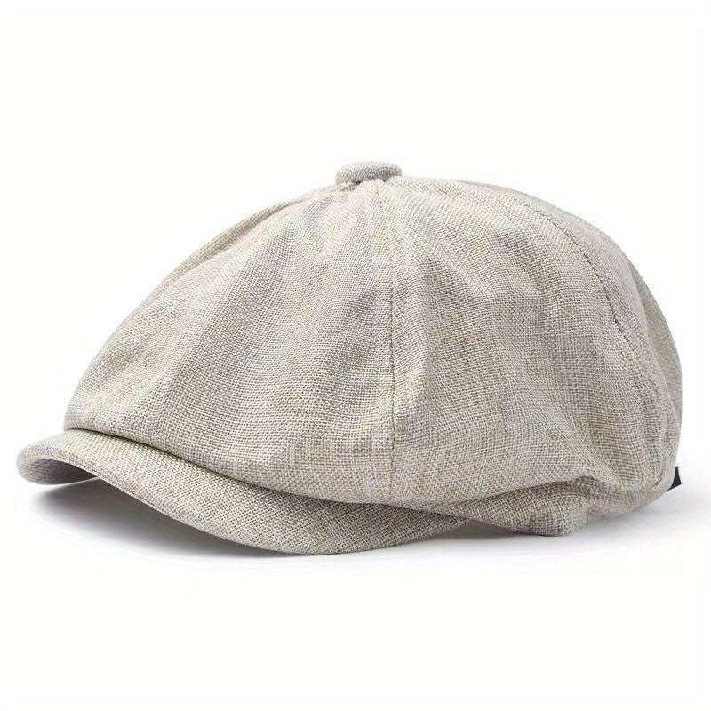 Linen Adjustable Newsboy Cap for Men's Dad Spring Autumn
