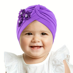 Kids' Diamond Flower Pleated Turban Hat