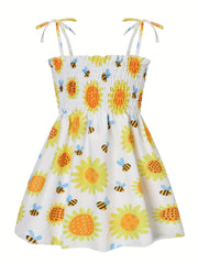 Girl's Butterflies Print Cami Dress for Beach - Summer Shirred Dress