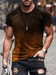 Men's Vintage Style Printed T-Shirt Round Neck Tee for Summer