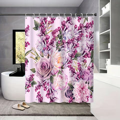 Floral Printed Shower Curtain Waterproof and Mildew Proof Bath Curtain