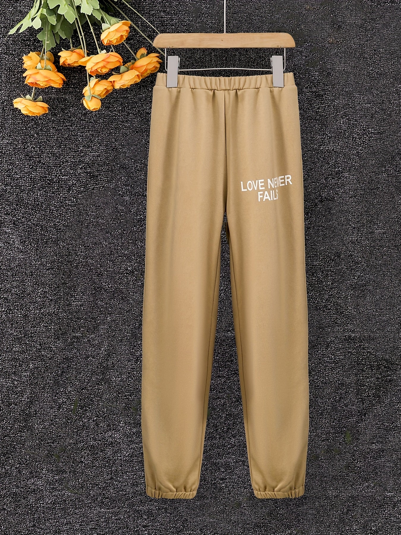 Girls ''Love Never Fails'' Letter Long Pants