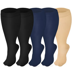 5 Pairs Plus Size Compression Socks For Women & Men Circulation 15 20 MmHg