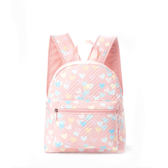 Pink Quilted Heart Pattern Backpack for Kids