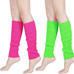 80s Neon Leg Warmers Knit Ribbed Leg Warmer Party Accessory