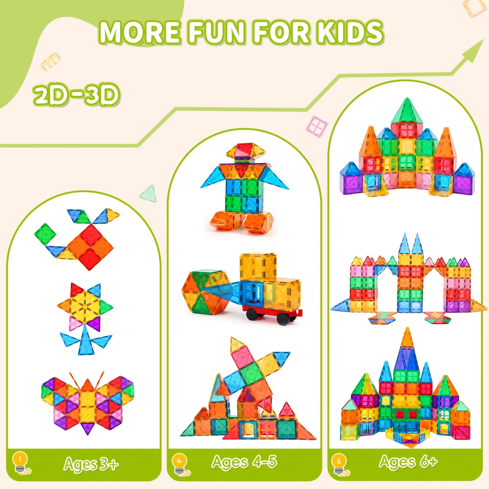 Magnetic Building Blocks 56pc Magnet Tiles for Kids Toys STME