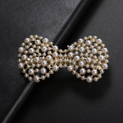 Faux Pearl Hair Clip Sweet Bow Headwear