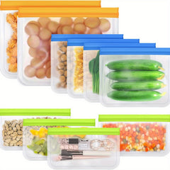 10pcs Reusable Food Storage Bags Leakproof Snack and Sandwich Bags