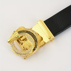 Men's Automatic Buckle Gemstone Belt with Artificial Diamonds