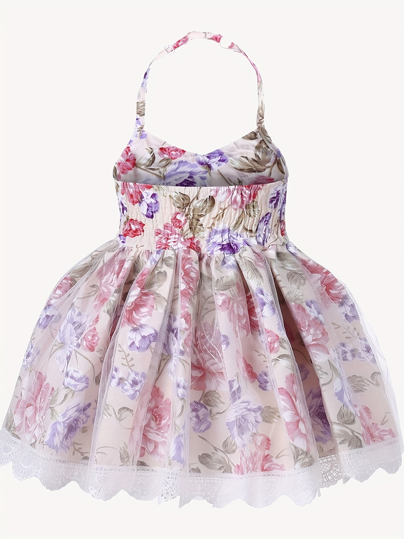 Vintage Toddler Halter Neck Dress with Tulle Lace - Baby Girl Summer Dress