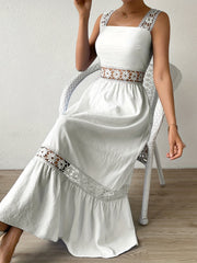 Bohemian Long Bridesmaid Dress Solid Casual Hollow