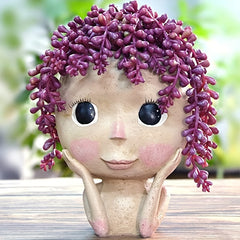 Cute Big Eyed Girl Flower Pot for Succulents