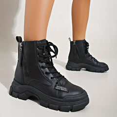 Women's Retro Thick Bottom Boots Lace Up Comfortable Shoes
