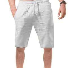 Cotton Drawstring Shorts Men's Summer Casual Beach Resort Solid Waist