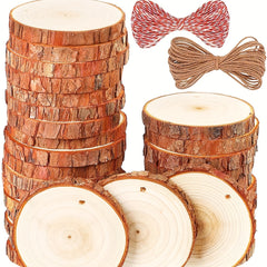 20pcs Natural Wood Slices 7.87-8.89 cm Craft Wood Kit Pre-drilled with Hole