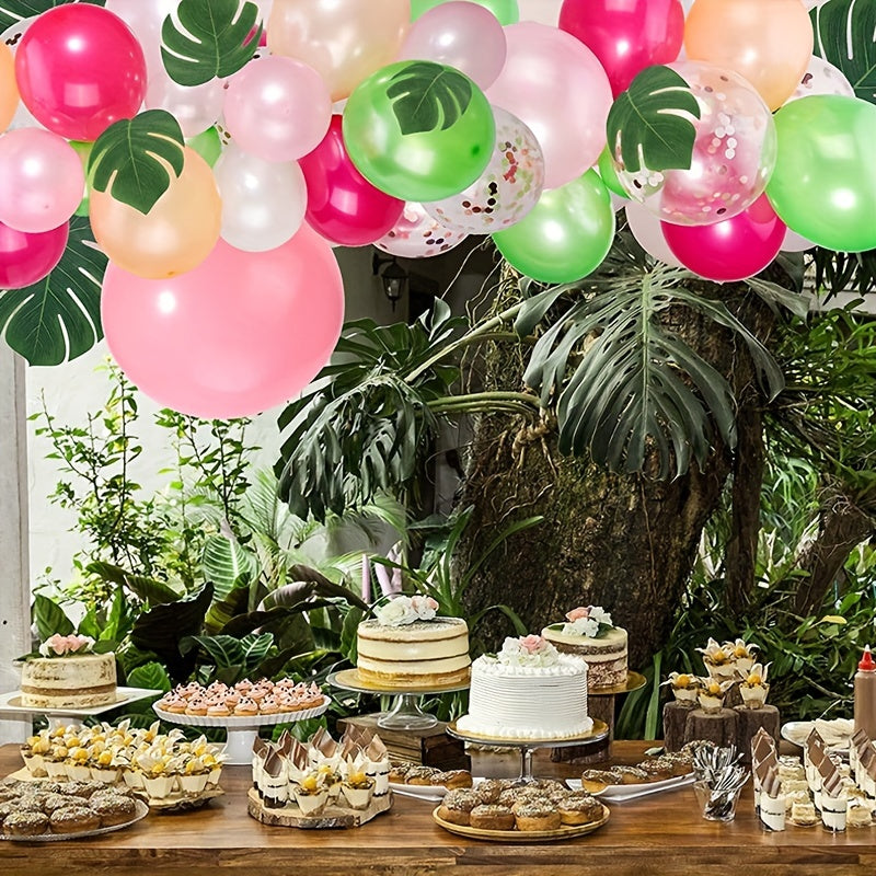 75pcs Hawaiian Party Balloon Arch Bridge Tropical Leaf Balloon Set