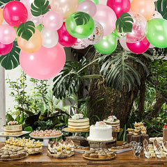 75pcs Hawaiian Party Balloon Arch Bridge Tropical Leaf Balloon Set