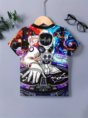 Kid's Astronaut T Shirt 3D Print Stretchy Fabric for Summer