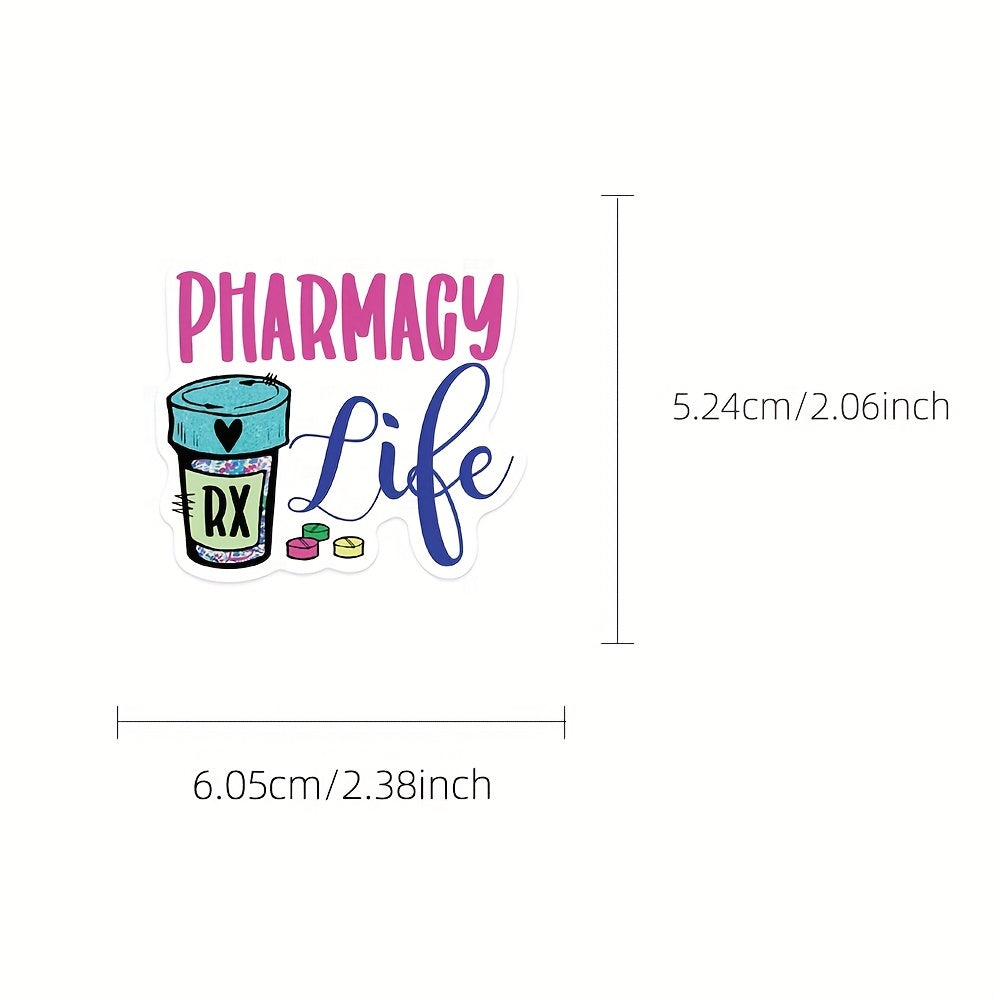 50pcs Cartoon Pharmacist Stickers Waterproof & Removable