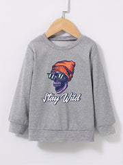 Kid's Halloween Style Beanie Skull Pattern Sweatshirt STAY WILD Print