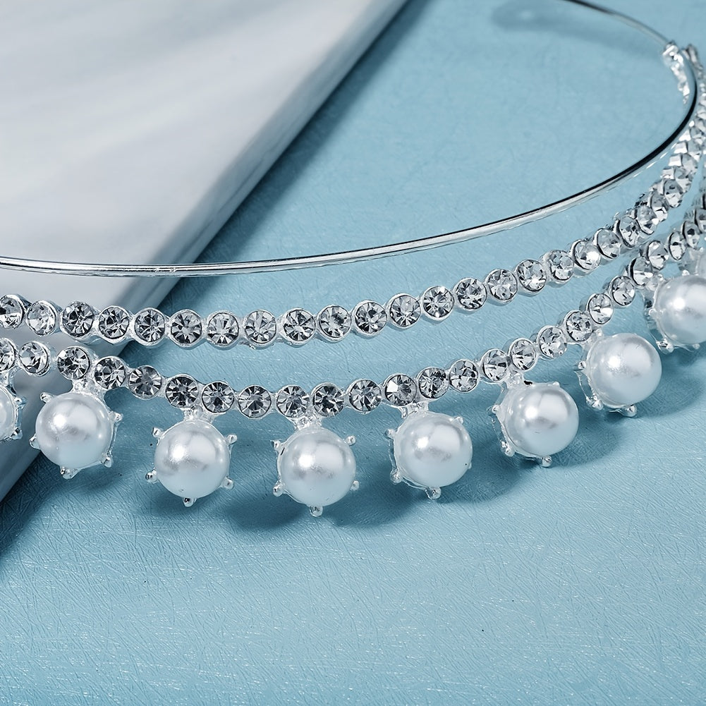 Pearl Headband Rhinestone Head Hoop Bridal Hair Accessories
