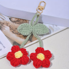 Crochet Flower Keychain Pendant Woolen Daisy Knitting Ornament