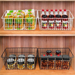 2pcs Metal Wire Baskets for Pantry Organization with Handle