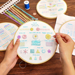 5 Sets Embroidery Starters Kit For Beginners - Stamped Cross Stitch