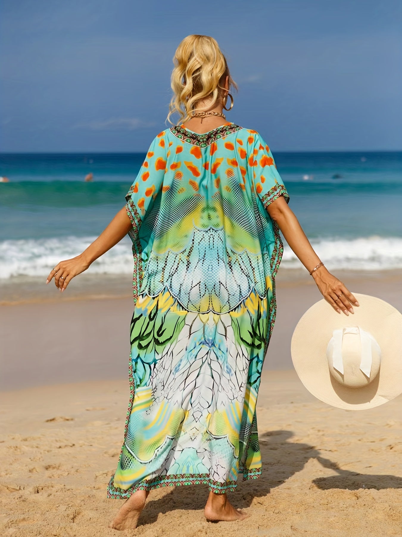 Animal Print V Neck Cover Up Dress
