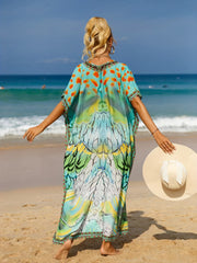 Animal Print V Neck Cover Up Dress