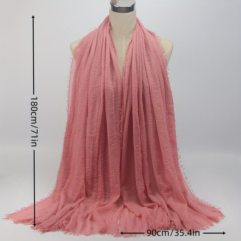 Casual Scarf Hijab Wrinkle Frayed Edge Shawl